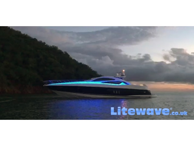 Yacht at sea with LED Strip Lights